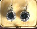 Antique Diamond And Sapphire Cluster Earrings. Antique Diamond And Sapphire Cluster Earrings.